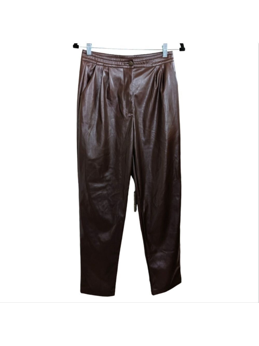 Princess Polly Love Club Brown Faux Leather Pants Size 6 Repaired Flaw